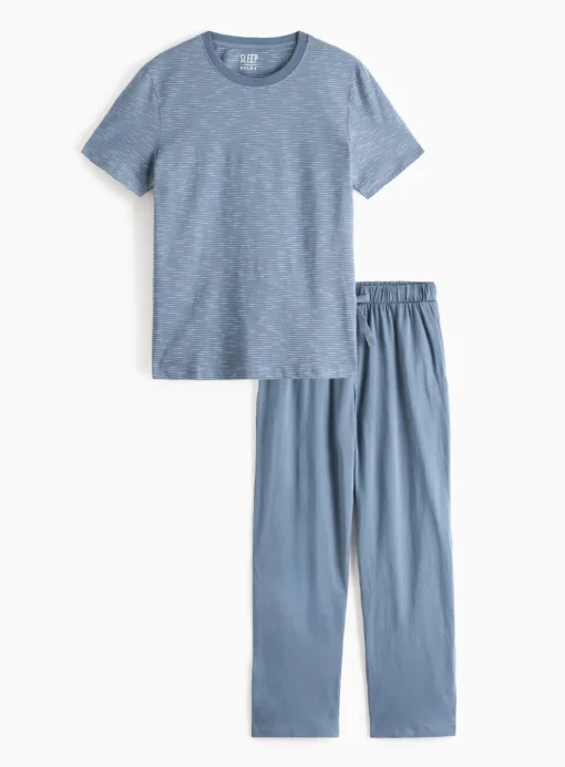 Blue Stripe Jersey Pyjama Set XL