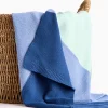 Blue Stripe Knitted Blanket One Size
