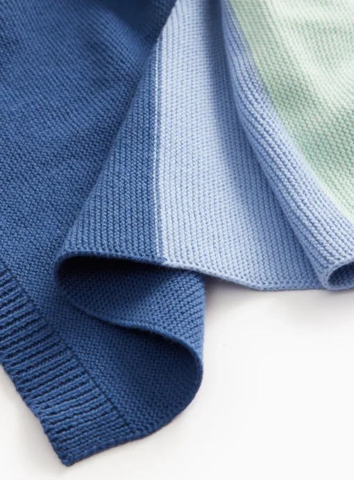 Blue Stripe Knitted Blanket One Size