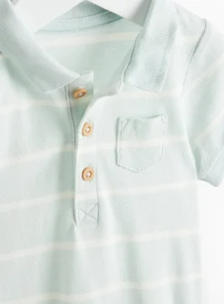 Blue Stripe Polo Romper 2 Pack 3-6 months