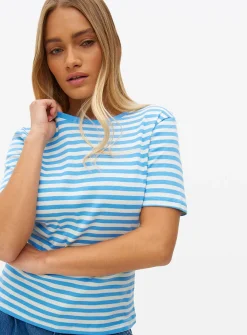Blue Stripe Printed Slim Fit T-Shirt 20
