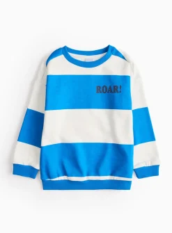 Blue Stripe Roar Crew Neck Sweatshirt 1-2 years
