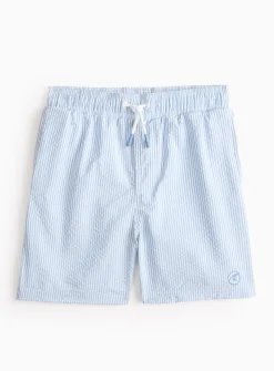 Blue Stripe Seersucker Swim Shorts 4 years