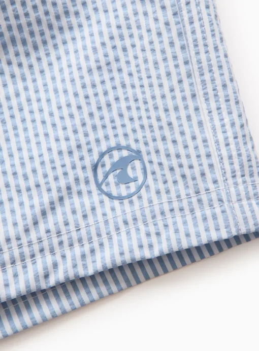 Blue Stripe Seersucker Swim Shorts 4 years