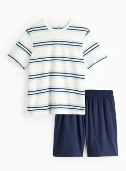 Blue Stripe Short Sleeve Jersey Pyjamas XL