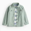 Blue Stripe T-Shirt & Green Woven Shirt Set 1-2 years