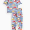Blue Stripe Vehicle Print Pyjama Set 1-2 years