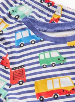 Blue Stripe Vehicle Print Pyjama Set 1-2 years