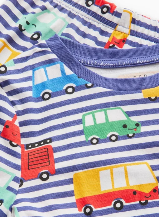 Blue Stripe Vehicle Print Pyjama Set 1-2 years