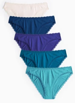 Blue Tonal High Leg Knickers 5 Pack 14