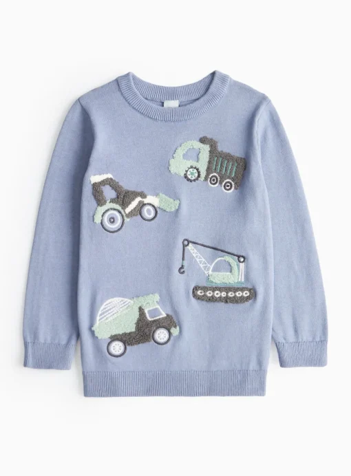 Blue Truck Embroidered Knitted Jumper 1-2 years