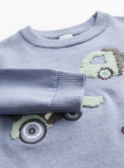 Blue Truck Embroidered Knitted Jumper 1-2 years