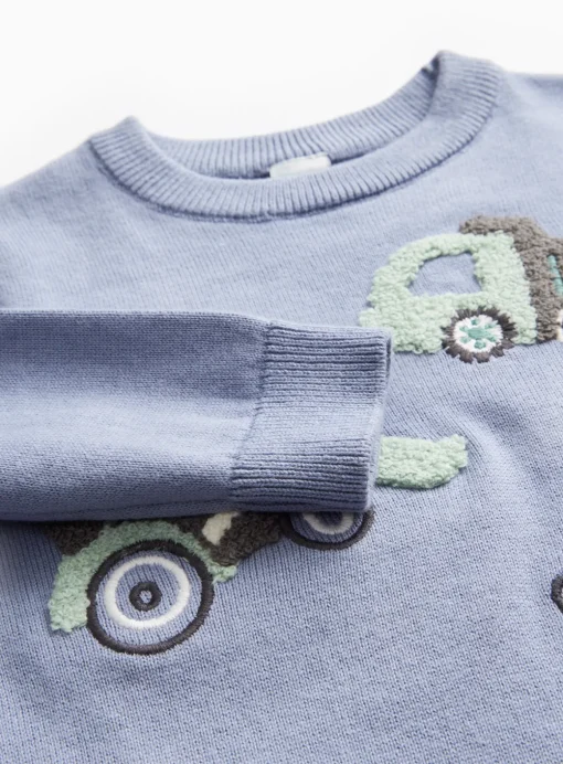 Blue Truck Embroidered Knitted Jumper 1-2 years