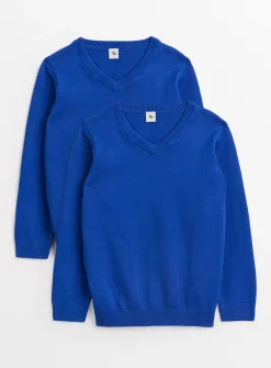 Blue Unisex V-Neck Jumpers 2 Pack 4 years