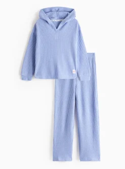 Blue Waffle Pyjama Set 7-8 years