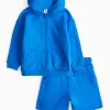 Blue Zip Through Hoodie & Shorts Set 1-2 years