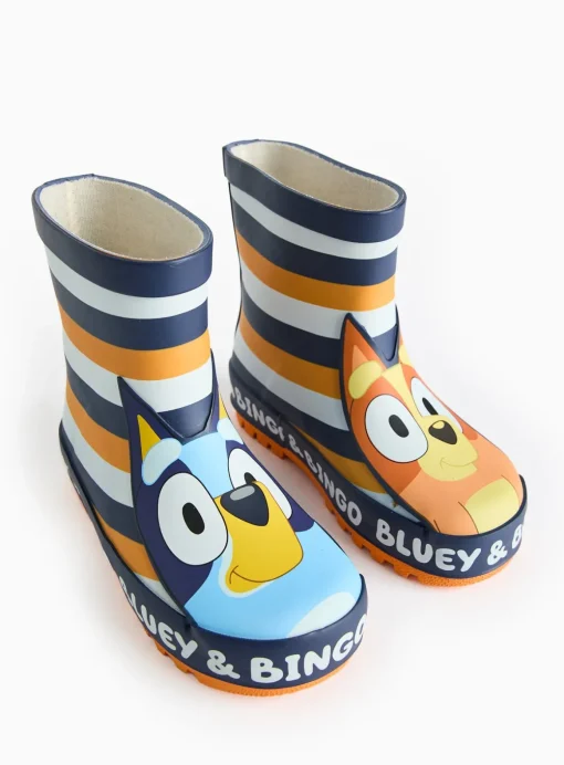 Bluey Stripe Character Print Rubber Wellies 8 Infant
