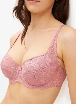 Blush Pink Floral Lace Padded Bra 42E