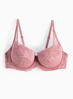 Blush Pink Floral Lace Padded Bra 42E