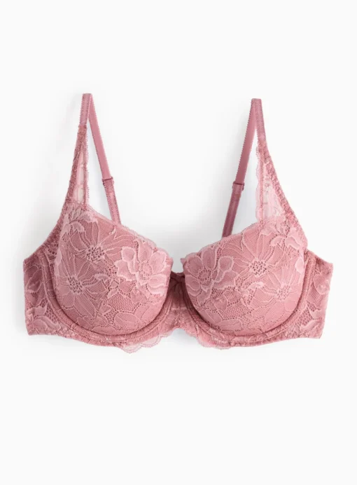 Blush Pink Floral Lace Padded Bra 42E