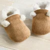 Borg Corduroy Fleece Bear Slippers 9-12 months