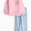 Borg Sweatshirt & Stripe Trouser Set 8-9 years