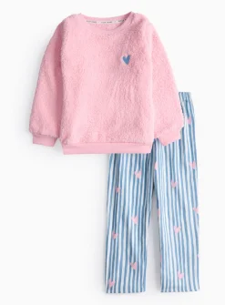 Borg Sweatshirt & Stripe Trouser Set 8-9 years