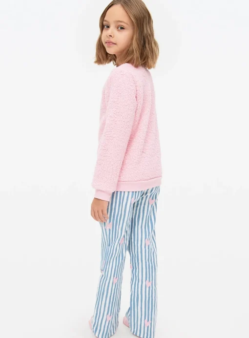 Borg Sweatshirt & Stripe Trouser Set 8-9 years
