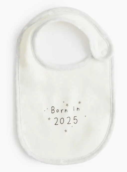 Born In 2025 Slogan Cotton Bib One Size