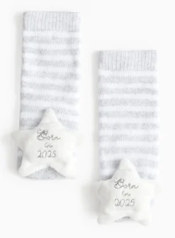 Born In 2025 Star Rattle Socks 1-6 months