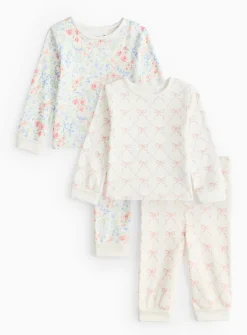Bow. & Floral Print Long Sleeve Pyjamas 2 Pack 18-24 months