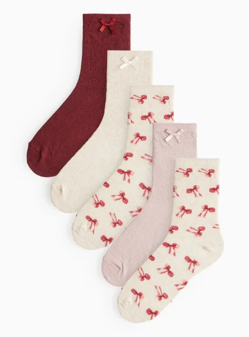 Bow Detail Ankle Socks 5 Pack 4-8