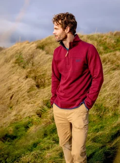 BRAKEBURN Burgundy Quarter Zip Sweat S