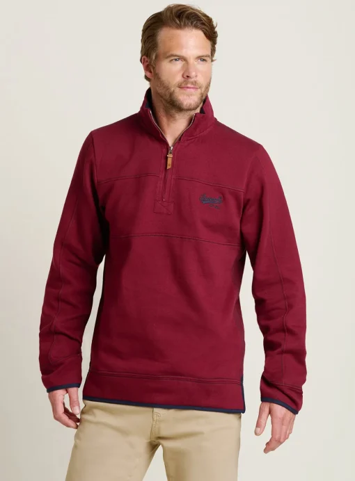 BRAKEBURN Burgundy Quarter Zip Sweat S