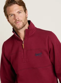 BRAKEBURN Burgundy Quarter Zip Sweat S