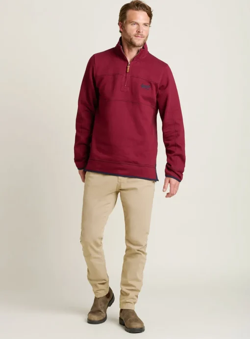 BRAKEBURN Burgundy Quarter Zip Sweat S