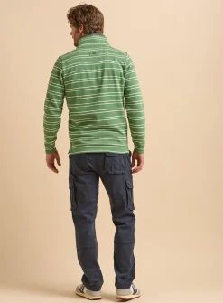 BRAKEBURN Green Stripe Quarter Zip Sweat 30