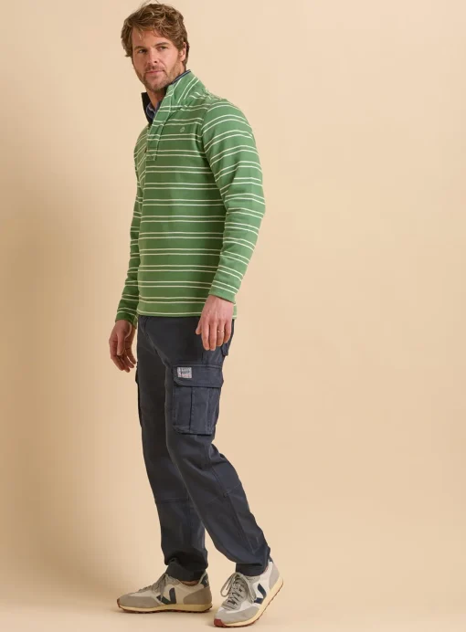 BRAKEBURN Green Stripe Quarter Zip Sweat 30