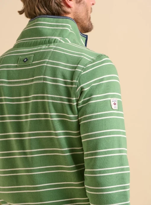 BRAKEBURN Green Stripe Quarter Zip Sweat 30