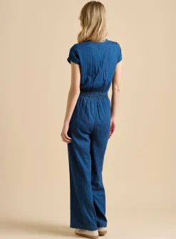 BRAKEBURN Spot Denim Wide Leg Jumpsuit 16