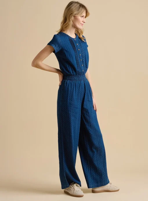 BRAKEBURN Spot Denim Wide Leg Jumpsuit 16