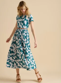 BRAKEBURN Woodland Leaves Maxi Jersey Dress 18