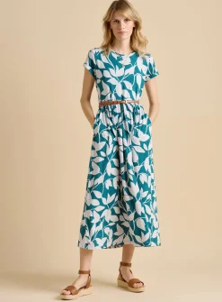 BRAKEBURN Woodland Leaves Maxi Jersey Dress 18