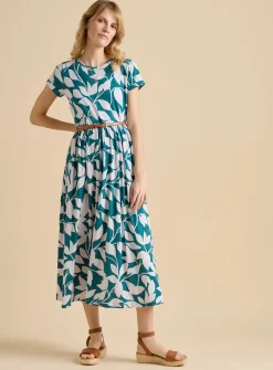BRAKEBURN Woodland Leaves Maxi Jersey Dress 18