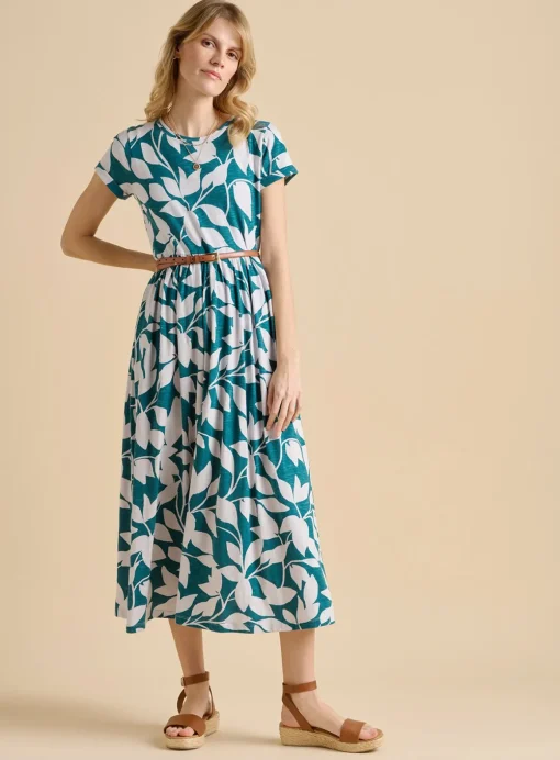 BRAKEBURN Woodland Leaves Maxi Jersey Dress 18