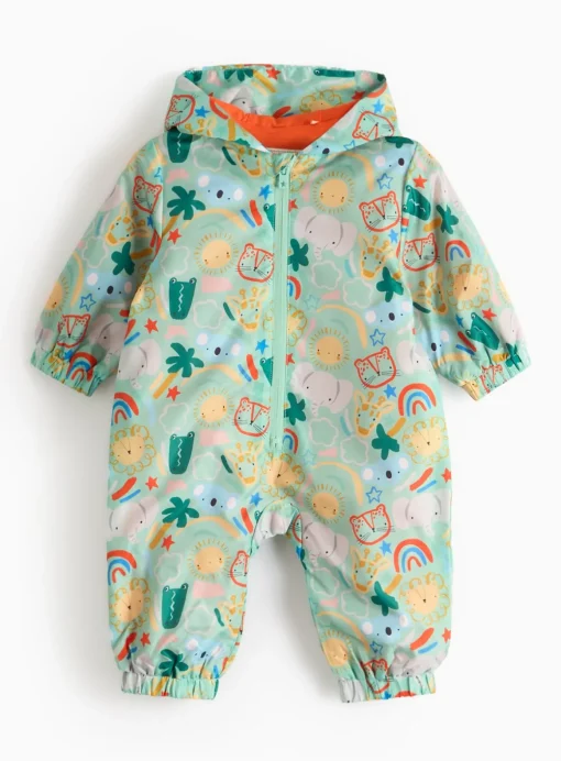 Bright Animal Print Puddlesuit Up to 3 mths
