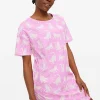 Bright Pink Cat Printed Nightdress XXL