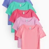 Bright Ribbed Lettuce Hem T-Shirt 5 Pack 1-2 years