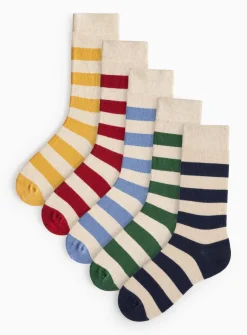 Bright Stripe Ankle Socks 5 Pack 6-8.5