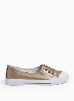 Bronze Low Lace Canvas Trainers 6